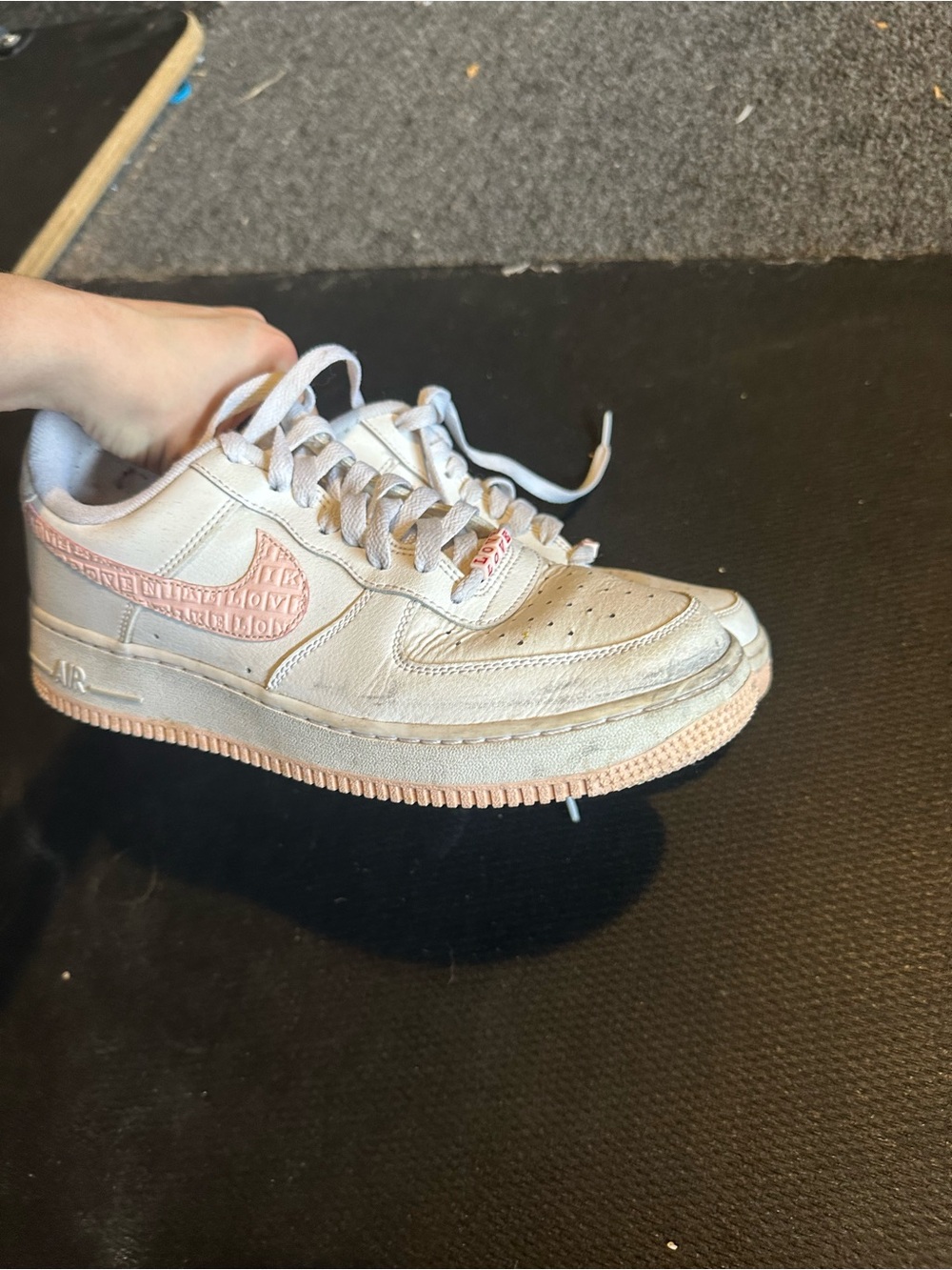 Nike Women’s White and Light Pink Air Force 1 Sneakers - Picture 2 of 9